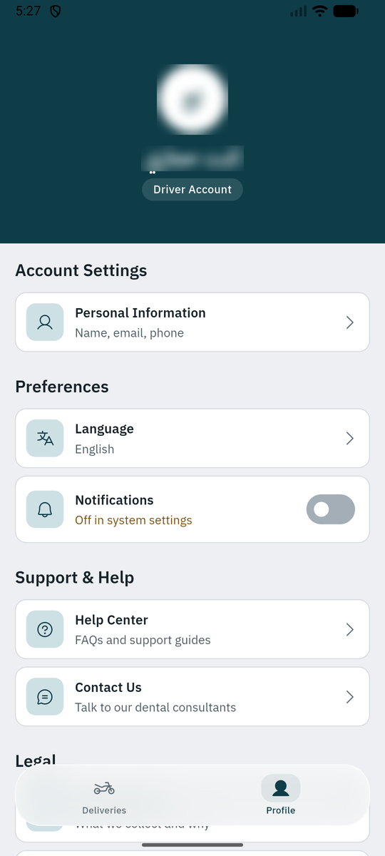 The driver's account.